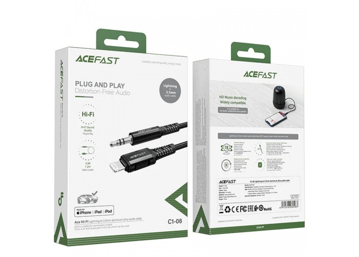 Аудіо кабель Aux Acefast C1-06 (Lightning to AUX 3.5mm) (1m)