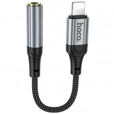 Аудіо кабель Aux Hoco LS36A Fresh 3.5mm to Lightning (0.12m)  Metal gray - 00000082066_1