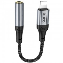 Аудіо кабель Aux Hoco LS36A Fresh 3.5mm to Lightning (0.12m)  Metal gray - 00000082066_1