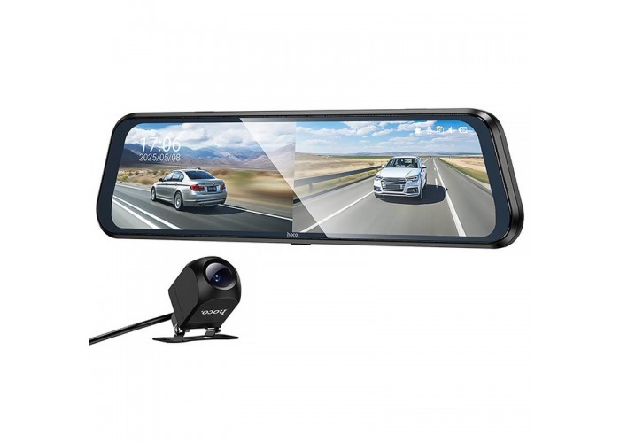 Автомобільний регистратор дзеркало Hoco DV16 Dual-Channel Driving Recorder 1080p+720p