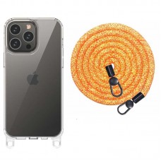 Чохол TPU Transparent with Straps для Apple iPhone 14 Pro (6.1")  Orange / White - 00000072065_8