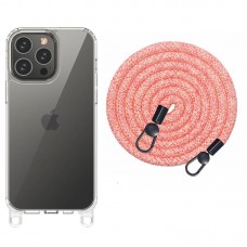 Чохол TPU Transparent with Straps для Apple iPhone 14 Pro (6.1")  Red / White - 00000072065_9