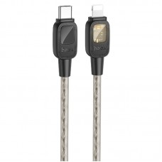 Дата кабель Hoco U124 Stone silicone power-off Type-C to Lightning (1.2m)  Black - 00000068366_1