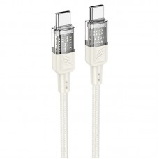Дата кабель Hoco U129 Spirit Transparent Type-C to Type-C 60W (1.2m)  Biege - 00000071076_2
