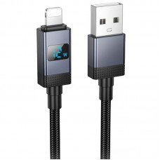 Дата кабель Hoco X118 Generous with display USB to Lightning 2.4A (1m)  Black - 00000079105_1