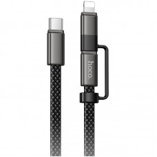 Дата кабель Hoco X125 Surplus 2in1 Type-C to Lightning/Type-C 60W (1m)  Black - 00000086503_1