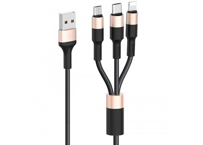 Дата кабель Hoco X26 Xpress 3in1 Lightning -MicroUSB-Type-C (1m)