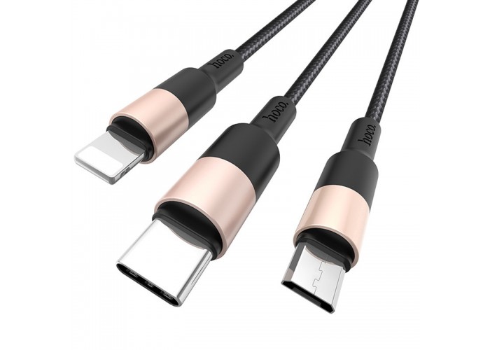 Дата кабель Hoco X26 Xpress 3in1 Lightning -MicroUSB-Type-C (1m)