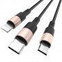 Дата кабель Hoco X26 Xpress 3in1 Lightning -MicroUSB-Type-C (1m)