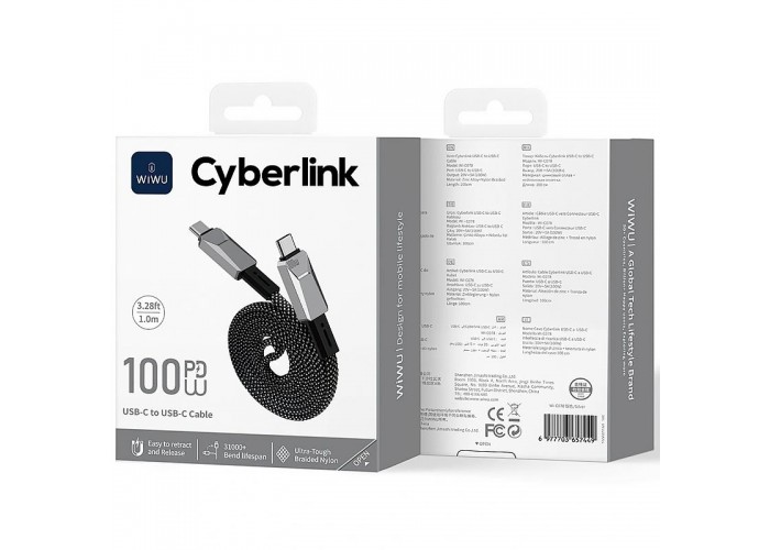 Дата кабель WIWU Wi-C078 Type-C to Type-C 100W (1m)