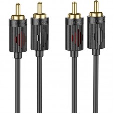 Кабель аудіо Hoco UPA29 2 RCA to 2 RCA red and white double lotus (1.5m)  Black - 00000071071_1