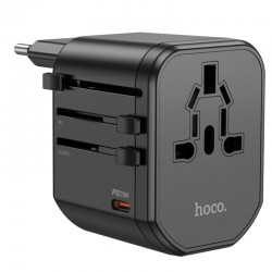 Мережевий універсальний перехідник Hoco AC15 Walker PD20W+QC3.0 (2USB-A/1C) (EU)  Black - 00000084994_1