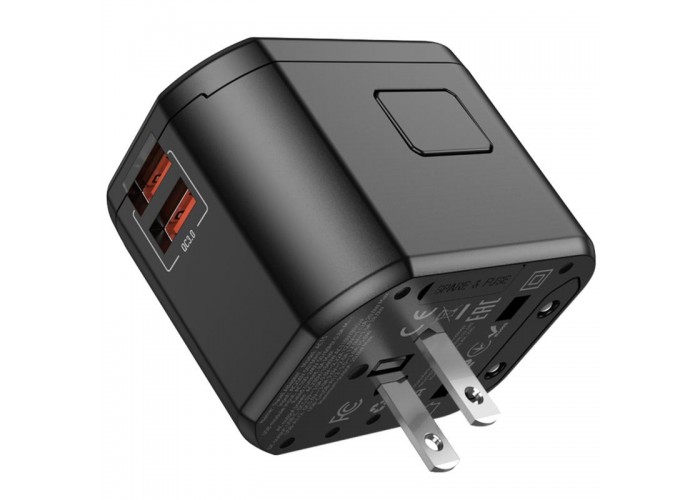 Мережевий універсальний перехідник Hoco AC15 Walker PD20W+QC3.0 (2USB-A/1C) (EU)