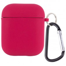 Силіконовий футляр з мікрофіброю для навушників Airpods 1/2  Червоний / Rose Red - 00000039442_4