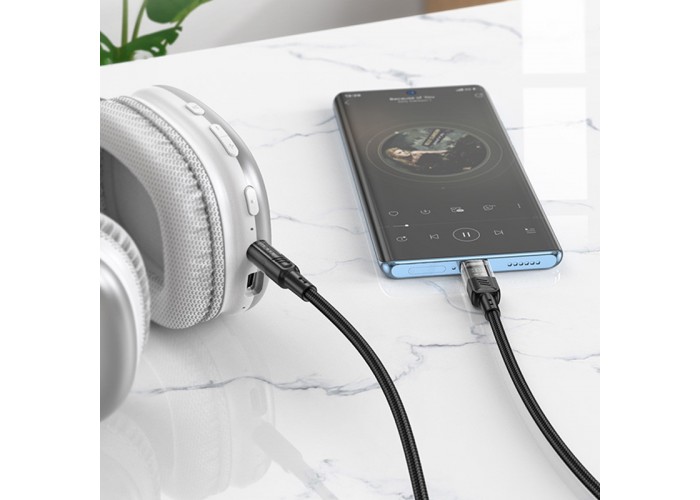 Аудіо кабель Aux Hoco UPA27 Spirit transparent (Type-C to AUX 3.5mm) (1.2m)