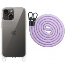 Чохол TPU Transparent with Straps для Apple iPhone 15 (6.1")  Light Purple - 00000072067_7