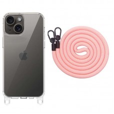 Чохол TPU Transparent with Straps для Apple iPhone 15 (6.1")  Light Pink - 00000072067_6