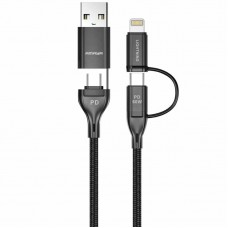 Дата кабель Amaya ACD-X28 4in1 Type-C to USB/Type-C to Lightning 60W (1m)  Black - 00000084622_1