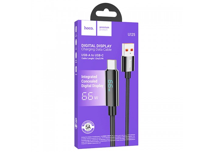 Дата кабель Hoco U125 Benefit 5A USB to Type-C with display (1.2m)