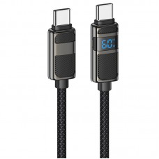 Дата кабель Hoco U137 Line with display Type-C to Type-C 60W (1.2m)  Black - 00000073872_1