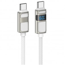Дата кабель Hoco U137 Line with display Type-C to Type-C 60W (1.2m)  White - 00000073872_2