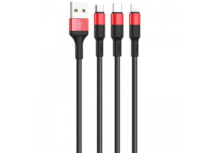 Дата кабель Hoco X26 Xpress 3in1 Lightning -MicroUSB-Type-C (1m)