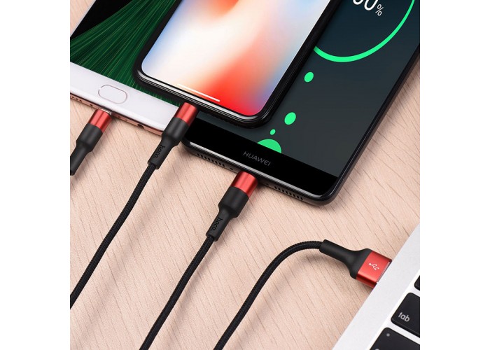 Дата кабель Hoco X26 Xpress 3in1 Lightning -MicroUSB-Type-C (1m)