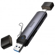 Картридер Hoco HB56 Victory 5in1 Type-C/USB2.0 to SD/TF3.0 + USB 2.0  Metal gray - 00000086513_1