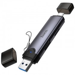 Картридер Hoco HB56 Victory 5in1 Type-C/USB2.0 to SD/TF3.0 + USB 2.0  Metal gray - 00000086513_1