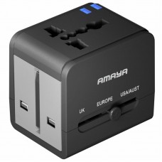 Сетевой універсальний перехідник Amaya X10W 10W + 1USB-A/1C  Black - 00000084598_1