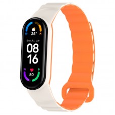 Ремінець Dual-color Magnetic для Xiaomi Mi Band 7/6/5/4/3  White / Orange - 00000077058_1