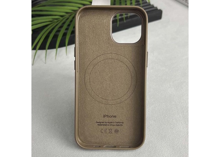 Шкіряний чохол Leather Case (AAA) with MagSafe and Animation для Apple iPhone 15 (6.1