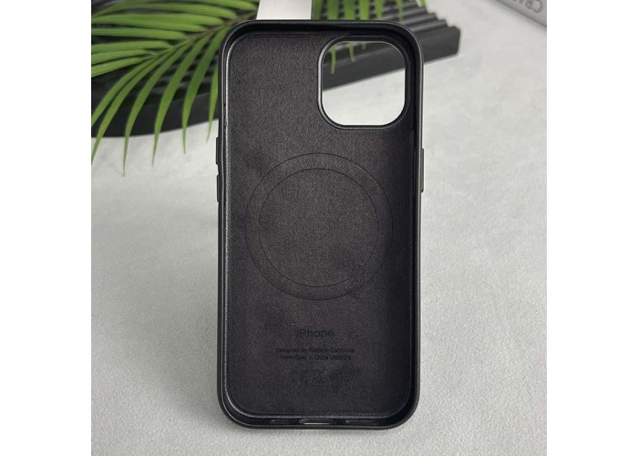 Шкіряний чохол Leather Case (AAA) with MagSafe and Animation для Apple iPhone 15 (6.1