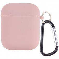 Силіконовий футляр з мікрофіброю для навушників Airpods 1/2  Рожевий / Pink Sand - 00000039442_6