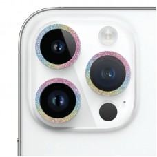 Захисне скло Metal Sparkles на камеру (у упак.) для Apple iPhone 15 Pro (6.1") /15 Pro Max (6.7")  Бузковий / Rainbow - 00000065699_4