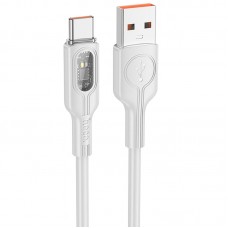 Дата кабель Hoco U120 Transparent explore intelligent power-off USB to Type-C 5A (1.2m)  Gray - 00000066084_1