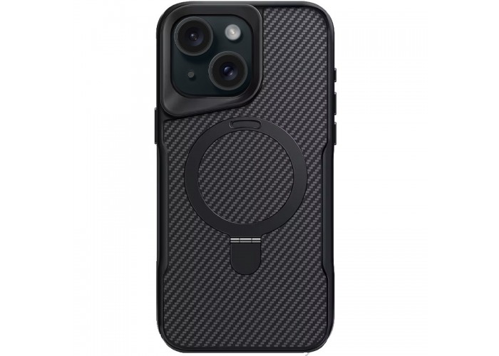 TPU+PC чохол Metal Buttons with MagSafe Carbon Ring для Apple iPhone 15 (6.1