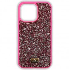TPU чохол Bling World Rock Diamond для Apple iPhone 15 Pro (6.1")  Яскраво-рожевий  - 00000067894_9