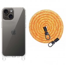 Чохол TPU Transparent with Straps для Apple iPhone 15 (6.1")  Orange / White - 00000072067_8