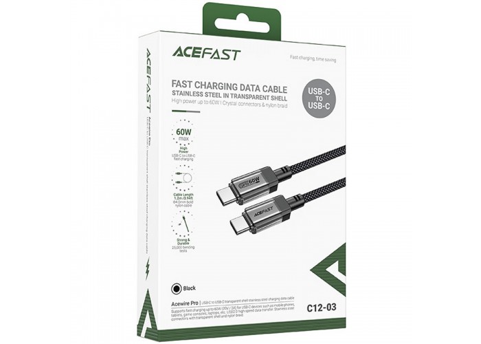 Дата кабель Acefast C12-03 Type-C to Type-C 60W (1.2m)