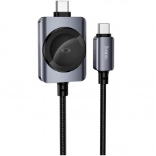Дата кабель Hoco CW66 2in1 Type-C to iWatch/Type-C PD100W (1.2m)  Black - 00000085035_1