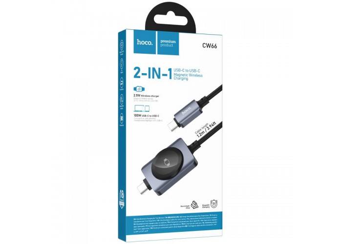 Дата кабель Hoco CW66 2in1 Type-C to iWatch/Type-C PD100W (1.2m)