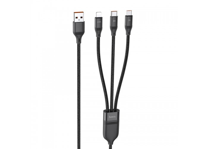 Дата кабель Hoco U104 Ultra 6A 3in1 Lightning-MicroUSB-Type-C (1.2m)