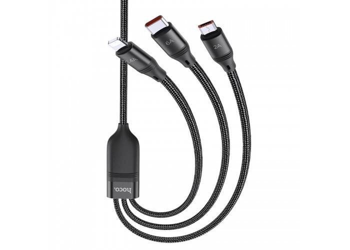 Дата кабель Hoco U104 Ultra 6A 3in1 Lightning-MicroUSB-Type-C (1.2m)