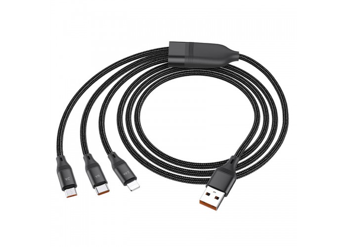 Дата кабель Hoco U104 Ultra 6A 3in1 Lightning-MicroUSB-Type-C (1.2m)