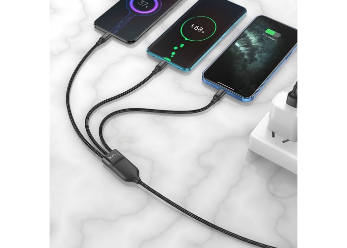 Дата кабель Hoco U104 Ultra 6A 3in1 Lightning-MicroUSB-Type-C (1.2m)