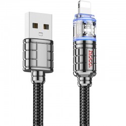 Дата кабель Hoco U122 Lantern Transparent Discovery Edition USB to Lightning (1.2m)  Black - 00000066604_1