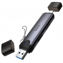 Картридер Hoco HB56A Victory 5in1 Lightning/USB2.0 to SD/TF3.0 + USB 2.0  Metal gray - 00000086517_1