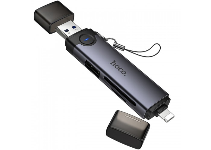 Картридер Hoco HB56A Victory 5in1 Lightning/USB2.0 to SD/TF3.0 + USB 2.0