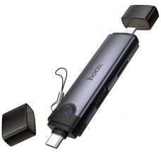 Картридер Hoco HB56B Victory 5in1 Type-C/Lightning to SD/TF3.0 + USB 2.0  Metal gray - 00000086518_1